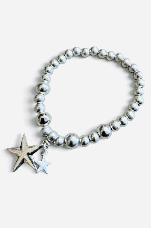 Double Star Silver Ball Bracelet