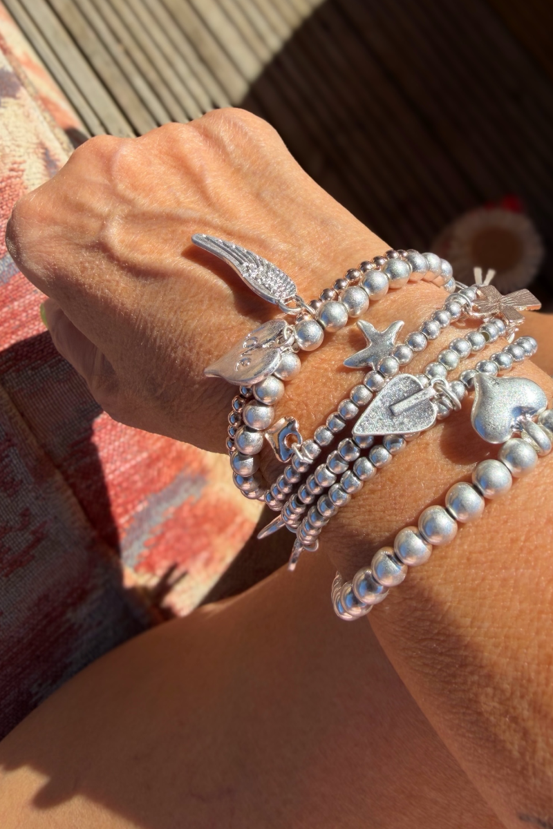 Silver Beaded Multi Star Bracelet