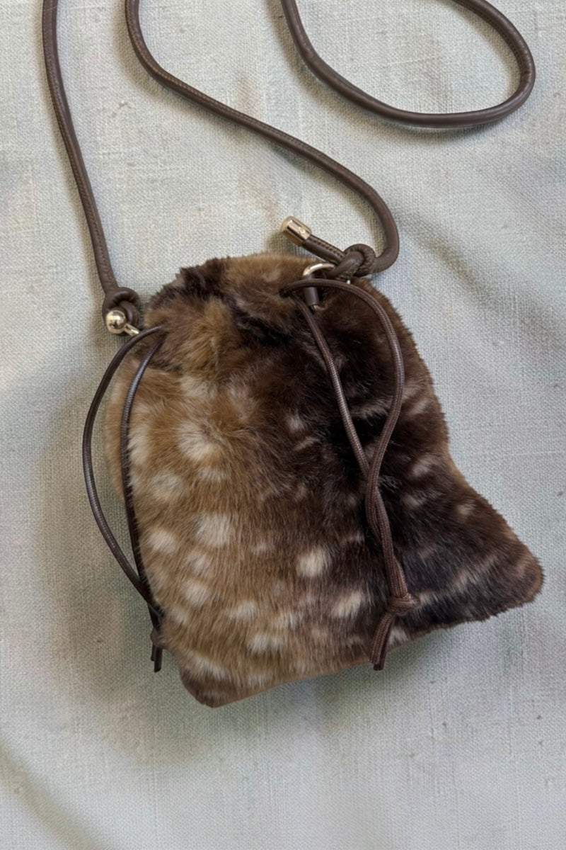 Faux Fur Drawstring Bag