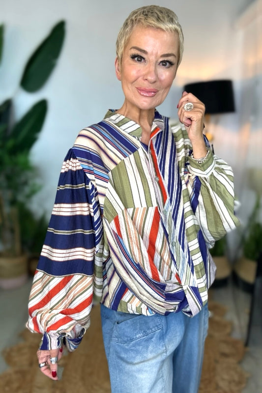 Twist Front Stripe Shirt