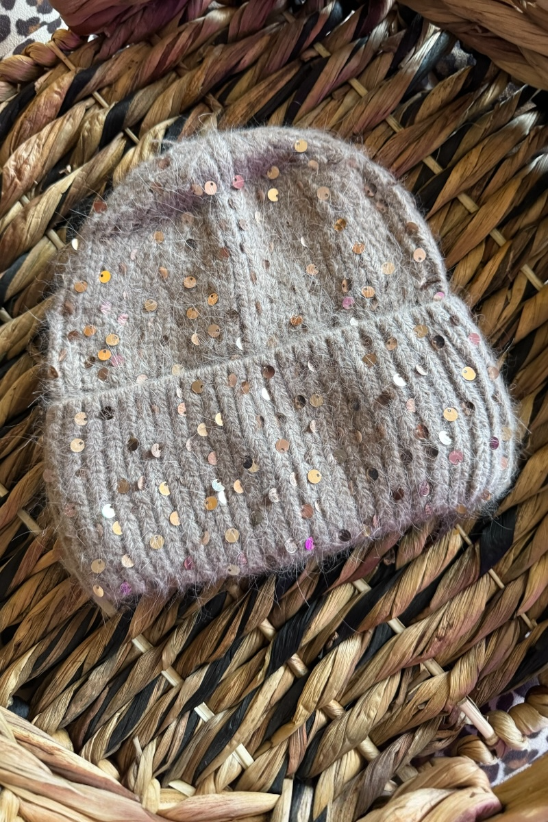 Cashmere Sequin Beanie