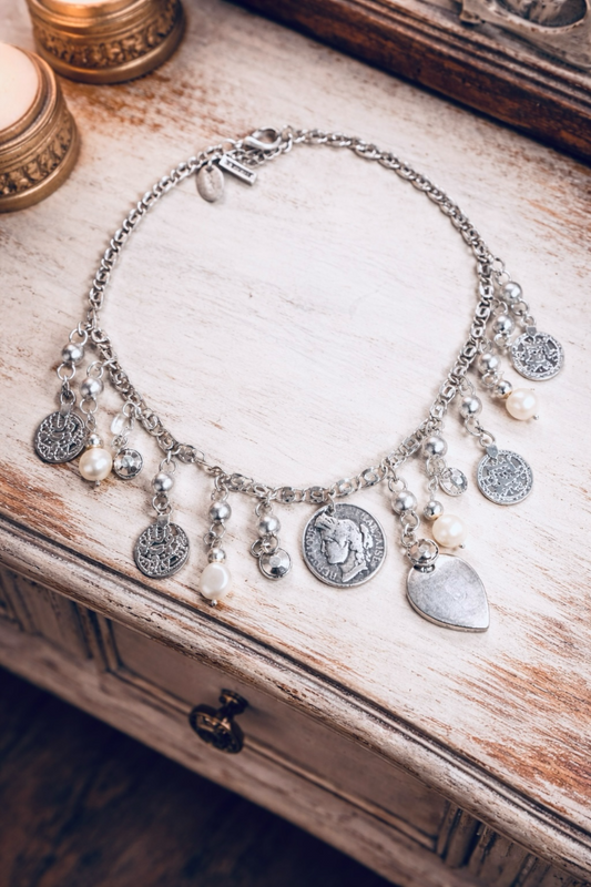Silver Wanderlust Coin Necklace