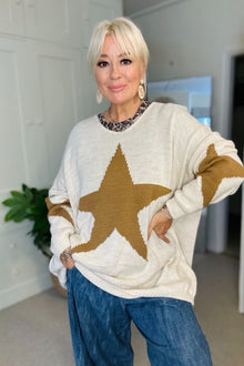 Sutton Oversized Star Jumper - Beige