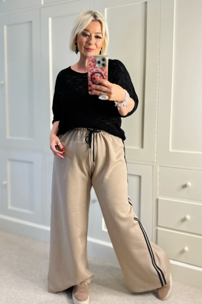 Sara Side Stripe Wide Leg Trousers