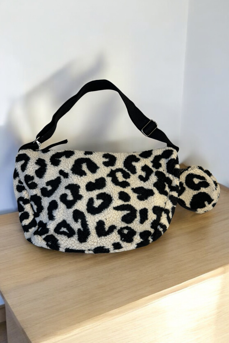 Borg Animal Print Crossbody Bag