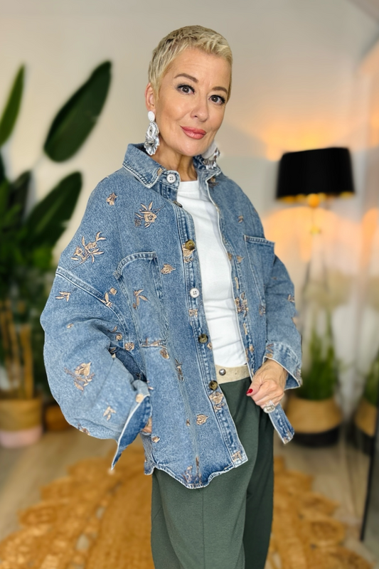 Denim Blossom Shacket