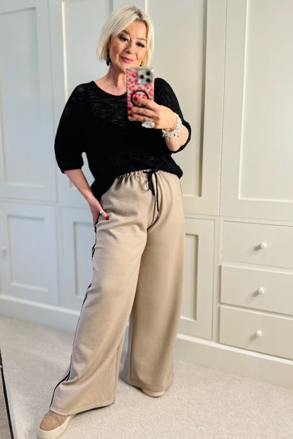 Sara Side Stripe Wide Leg Trousers