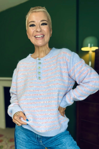 Buttoned Stripe Knit