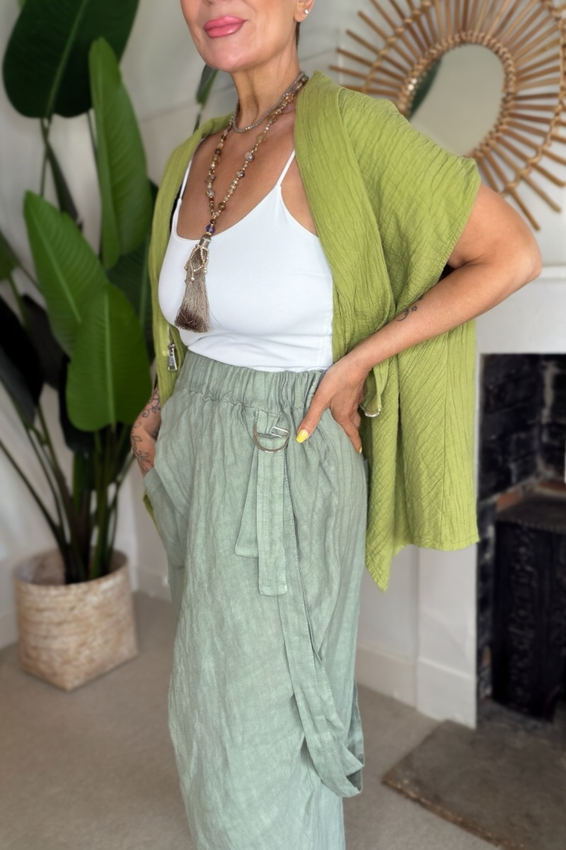 Cross Front Linen Trousers