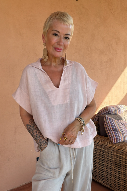 Linen V-Neck Top