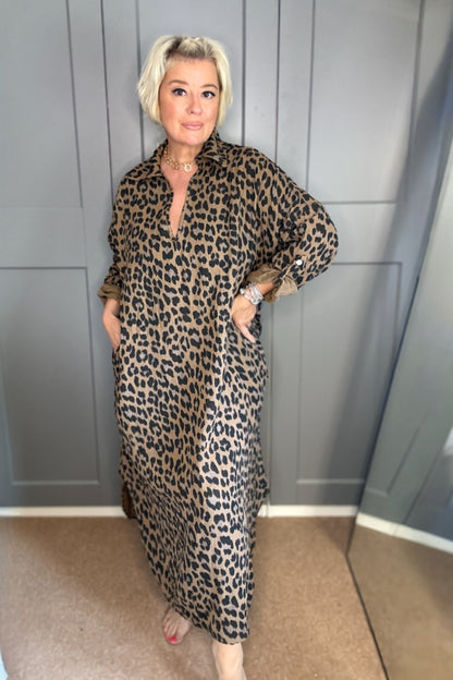 Ava Leopard Print Longline Shirt Tunic