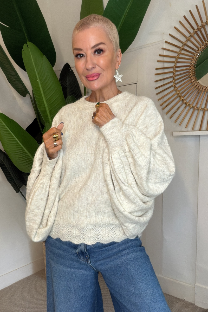 Statement Sleeve Marl Knit