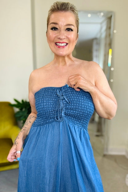 Clio Denim Bandeau Dress