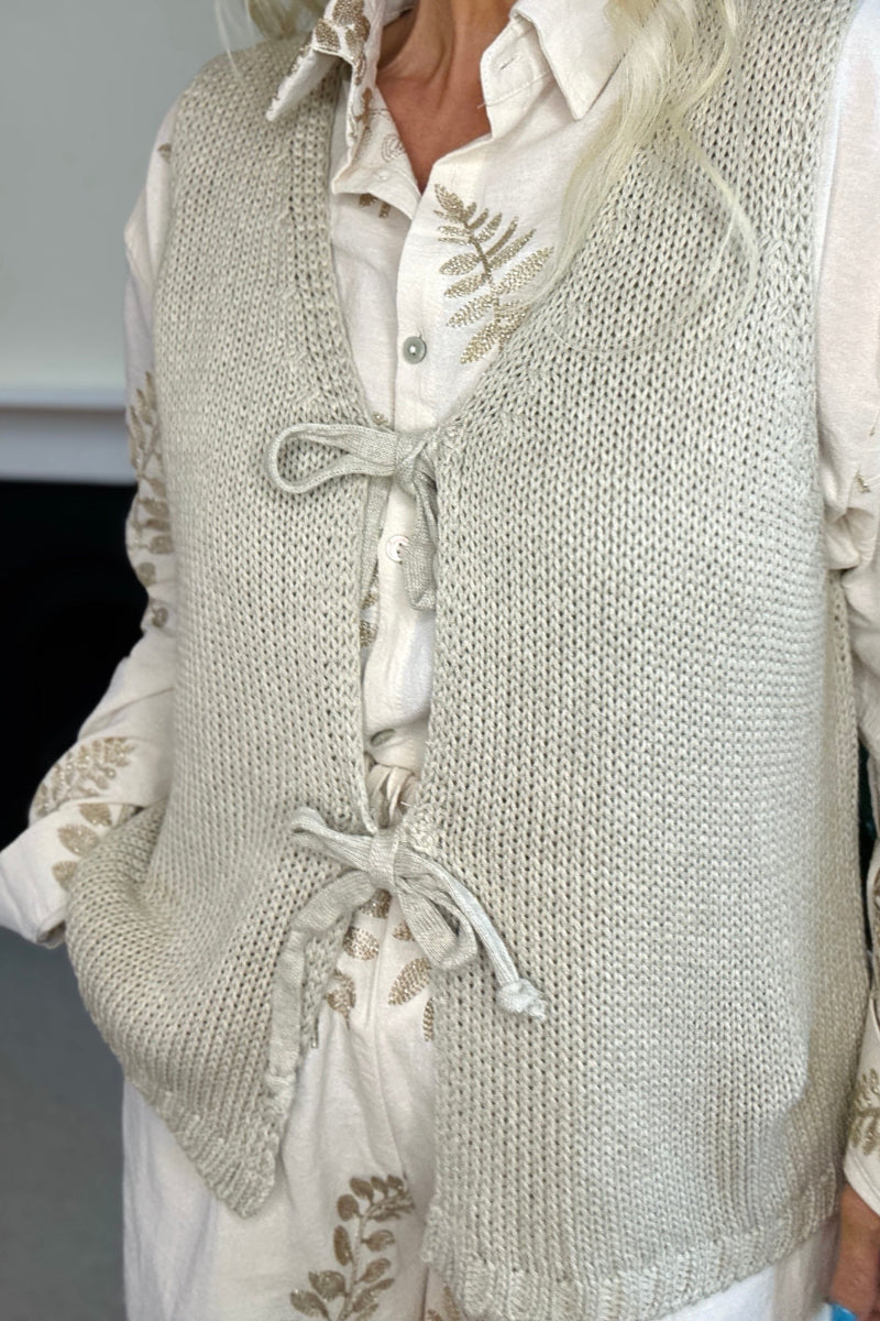 Knitted Tie-Front Waistcoat