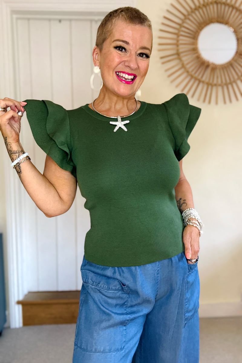 Blake Knitted Frill Sleeve Top