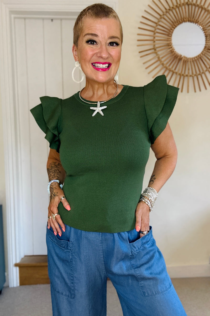 Blake Knitted Frill Sleeve Top
