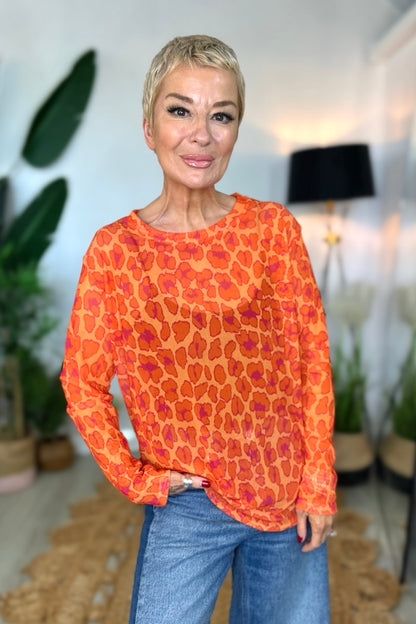 Lettie Animal Print Mesh Top