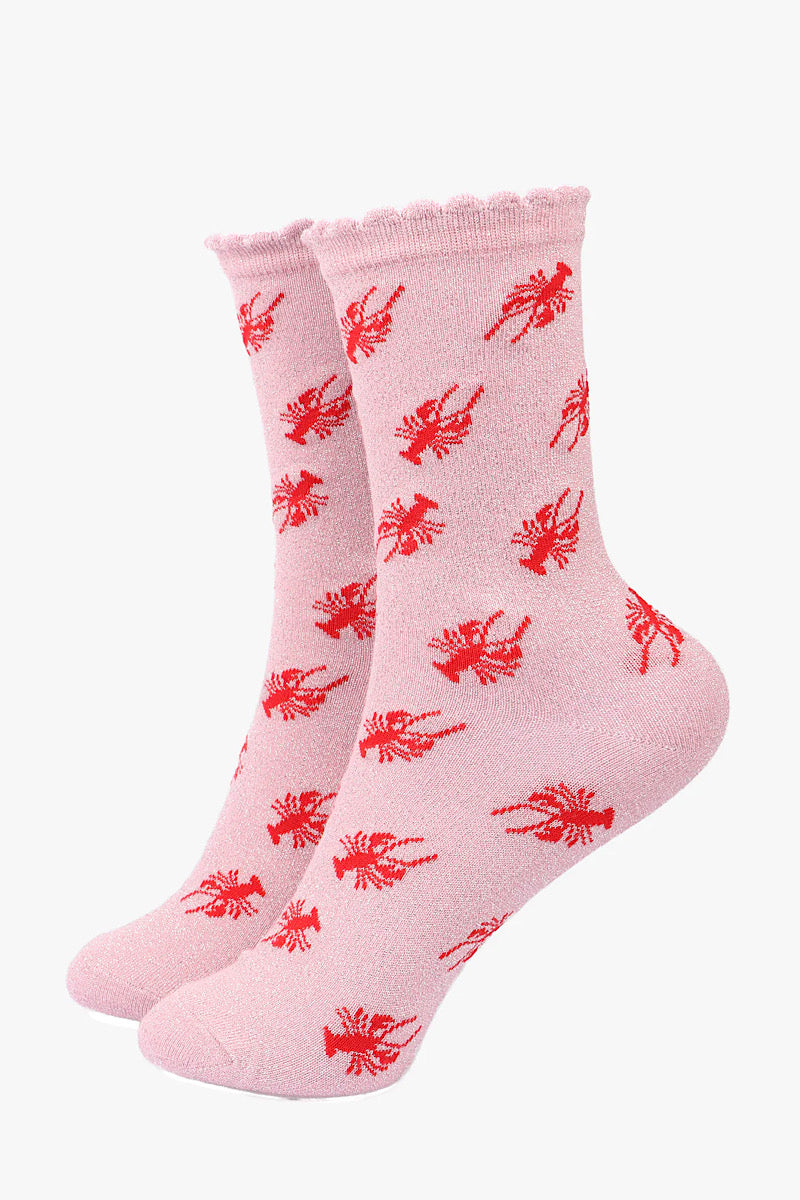 Lobster Glitter Socks