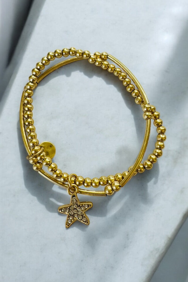 Double Strand Star Pendant Bracelet