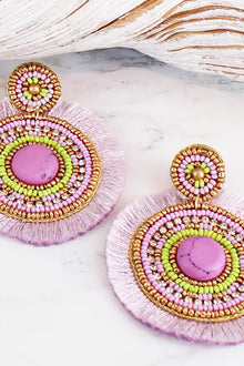 Beaded Disc Earrings