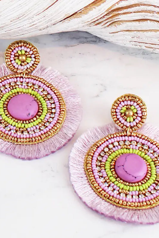 Beaded Disc Earrings