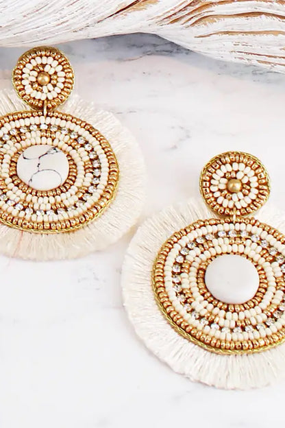 Beaded Disc Earrings