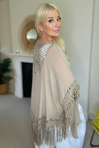 Mocha Boho Tassel Kimono