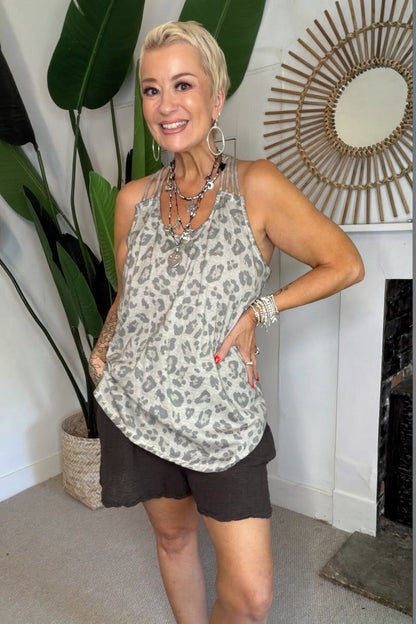 Leopard Print Plaited Top