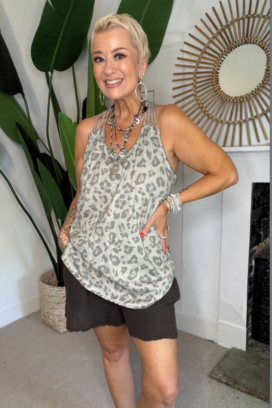 Leopard Print Plaited Top