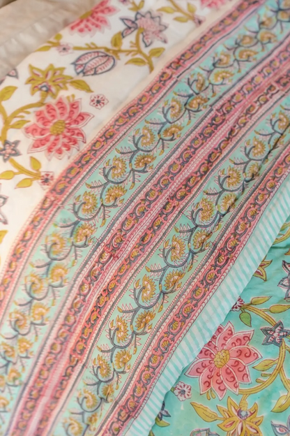 Key Block Print Reversible Quilt