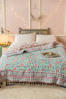 Key Block Print Reversible Quilt