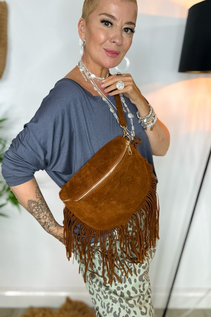 Fay Fringed Faux Suede Bag