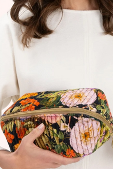 Powder Midnight Posy Quilted Makeup Bag- Leila Luxe