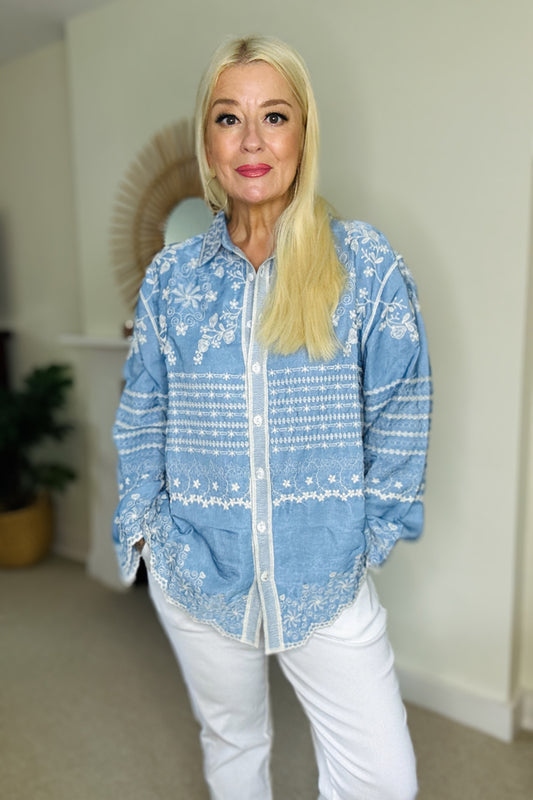 Floral Embroidered Shirt