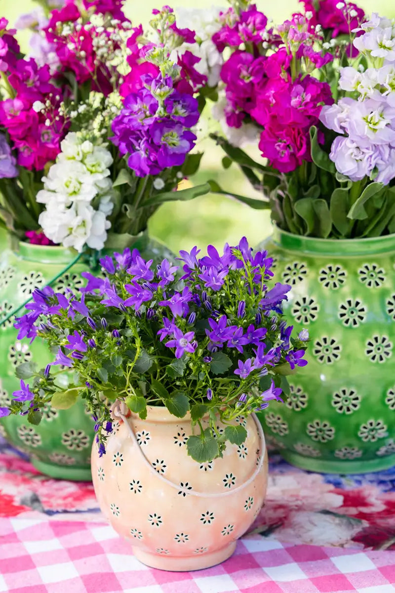 Metal Pink & Green Geometric Flower Lantern