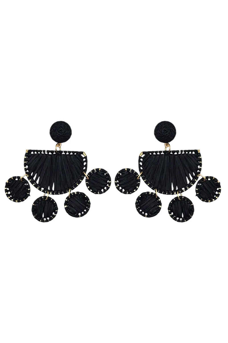 black circle drop earrings