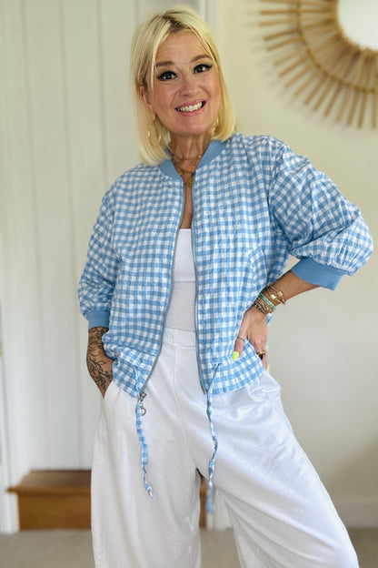 Gina Gingham Bomber Jacket