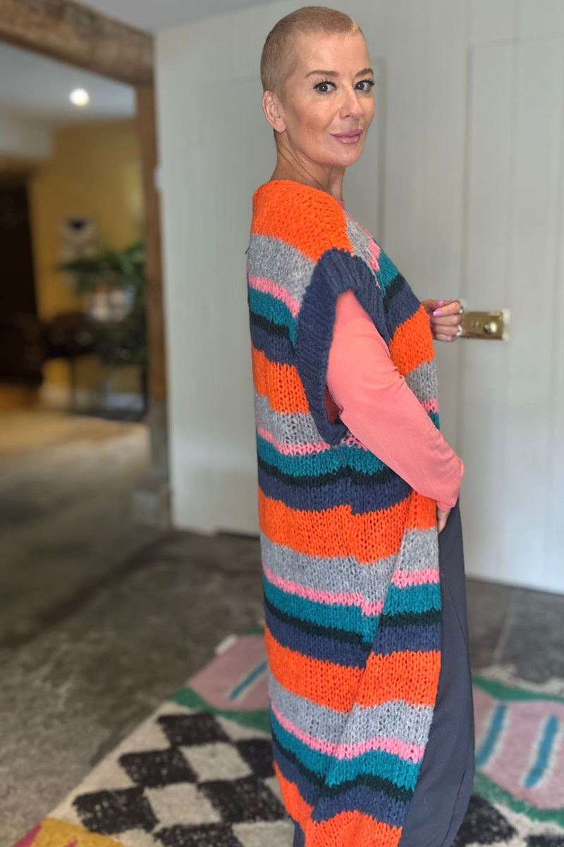 Jennie Longline Striped Cardigan