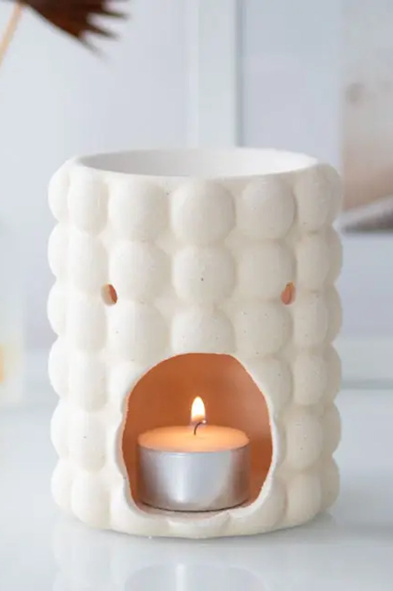 Cream Speckle Bubble Oil Burner and Wax Warmer