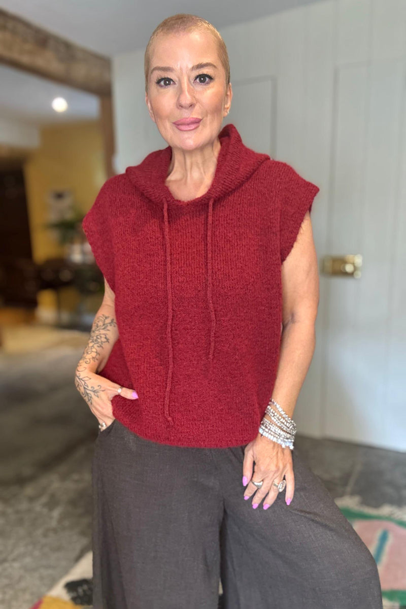 Isla Hooded Sleeveless Knitted Jumper