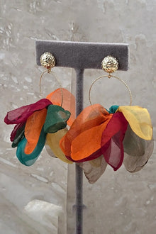 Sheer Fabric Dangle Earrings - Multi
