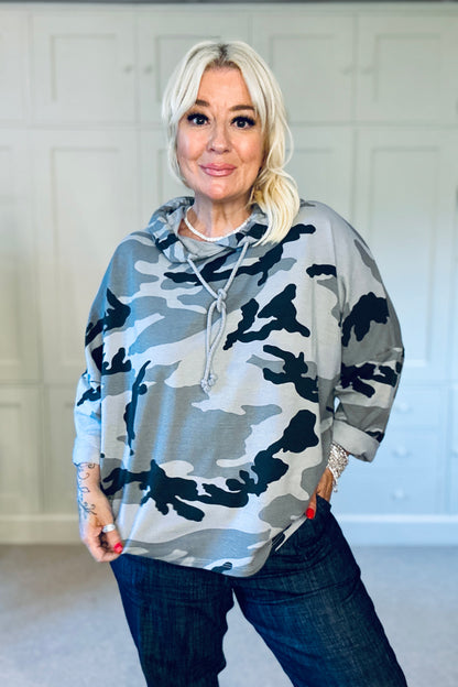 Demi Camo Hooded Top