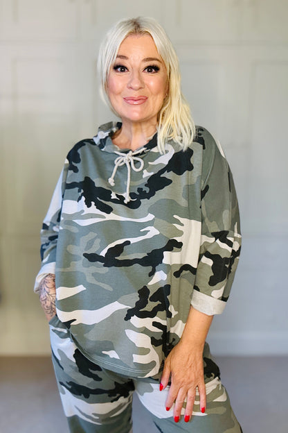 Demi Camo Hooded Top