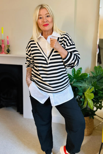 Effie Stripe Knitted Jumper & Shirt