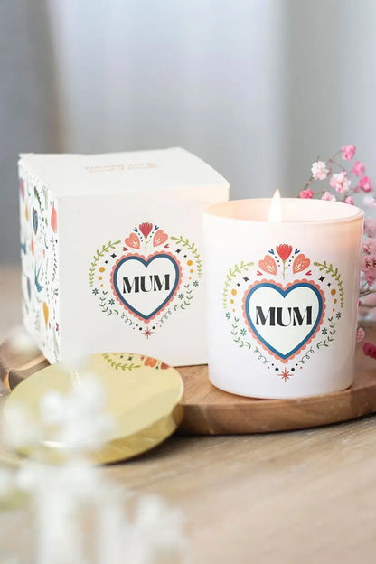 Mum Folk Heart French Tulip Mother's Day Candle