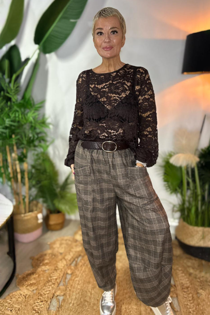 Check Brooke Patch Pocket Barrel Pants