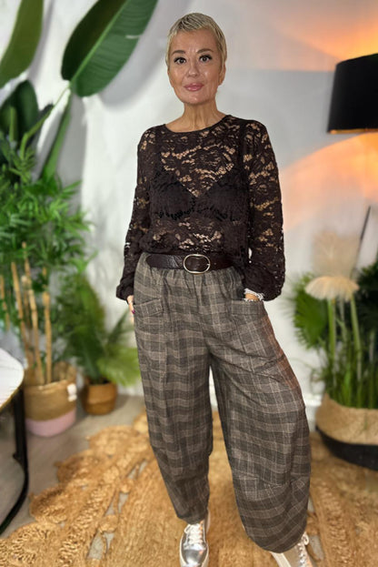 Check Brooke Patch Pocket Barrel Pants