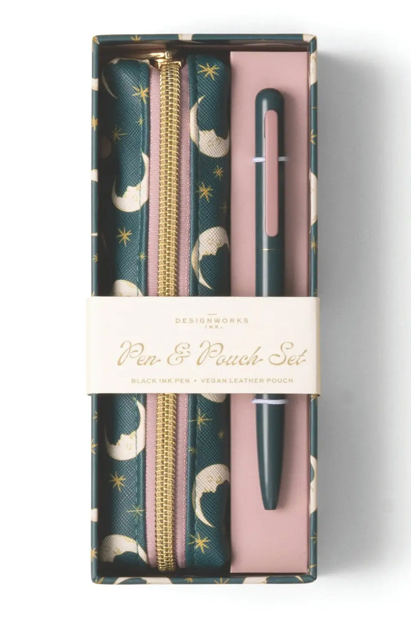 Designworks Ink Pen & Pouch Set - Teal Moon