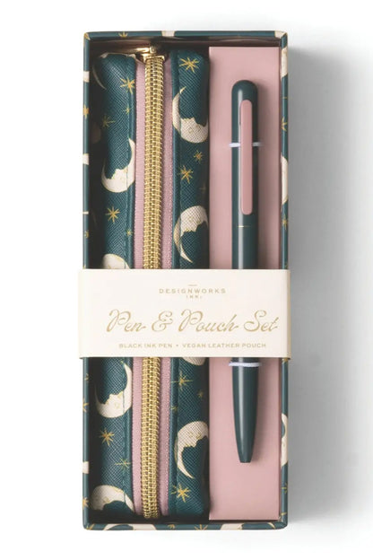 Designworks Ink Pen & Pouch Set - Teal Moon