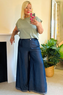 Arden Denim Look Wide Leg Trousers